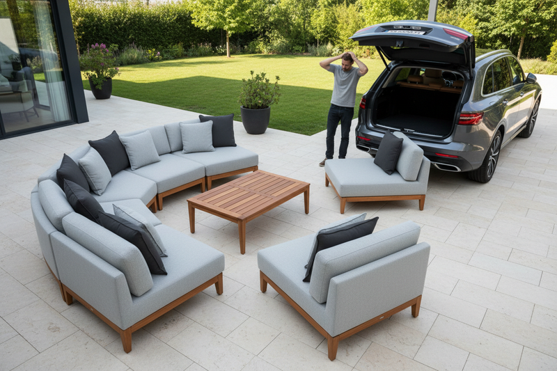 a set of exterior furniture that dont fit into a SUV